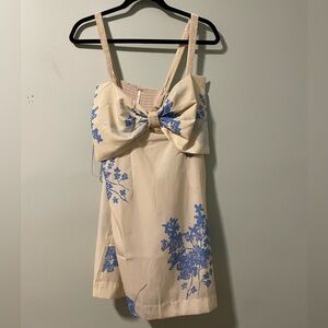 Free People White and Blue Mini Dress